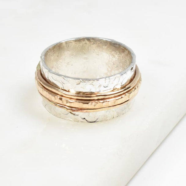 Circles Sterling Silver and Gold Fill Spinner Ring