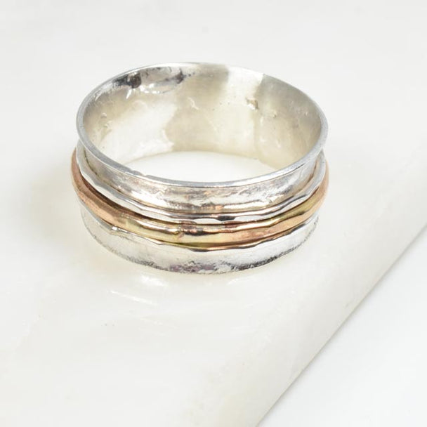 Sterling Silver and Gold Fill Spinner Ring