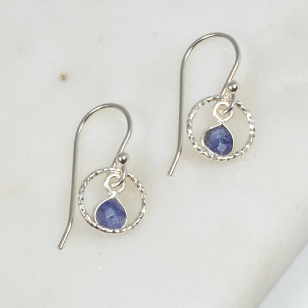 Dainty Sapphire and Sterling Silver Earrings