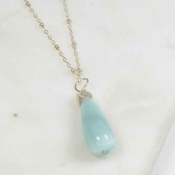 Green Moonstone and Sterling Silver Nugget Necklace