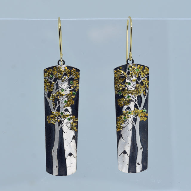 Rectangular Birch Duet Earrings