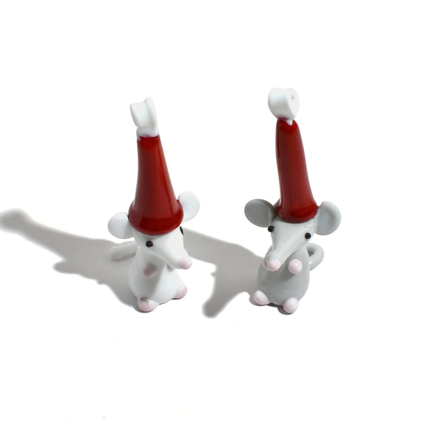 Murano Glass Christmas Mouse Figurine