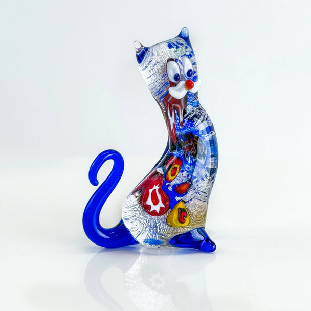 Murano Glass Millefiori Cat Figurine
