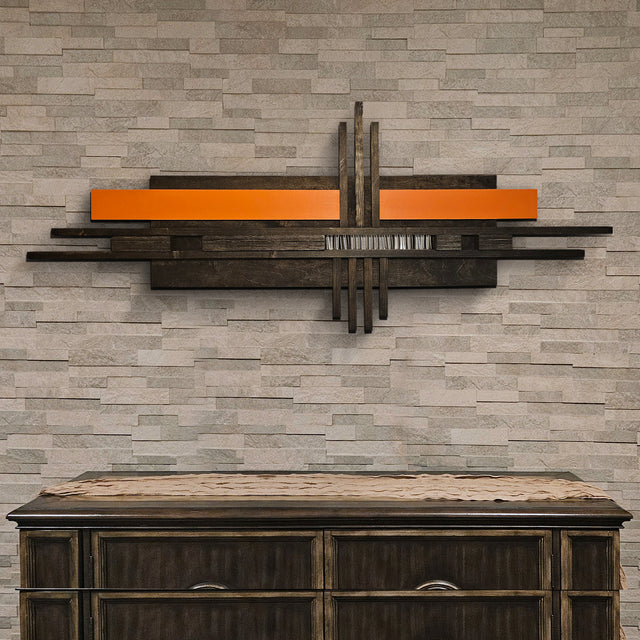 Extra Large Orange Wood Wall Hanging