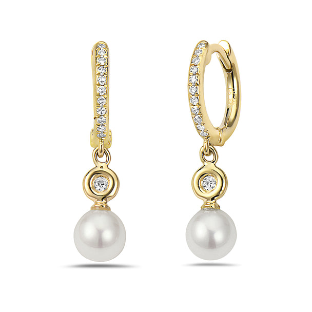 Hoop with Diamonds and Drop Pearl Earring