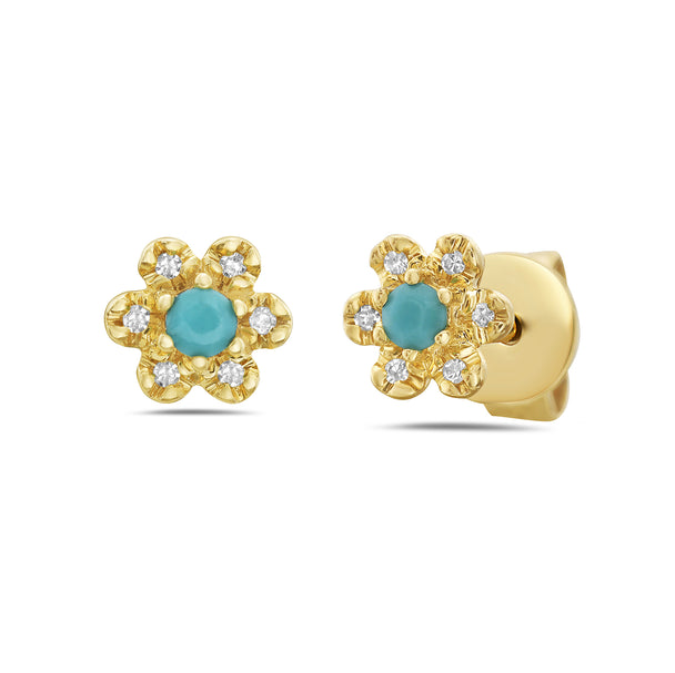 Turquoise and Diamond Post Earrings