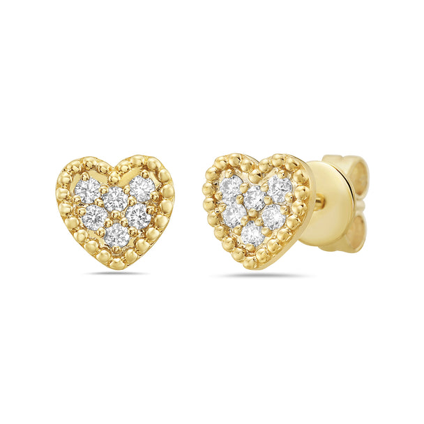 Pave Diamond Heart Earrings