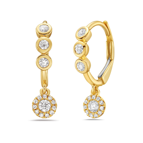 Dangling Diamond Halo Huggies