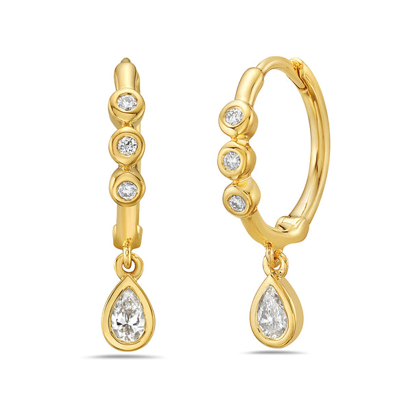 Diamond Hoop with Drop Diamond Earring