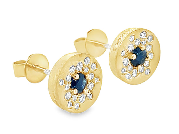 Sapphire and Diamond Confetti Disc Stud Earrings