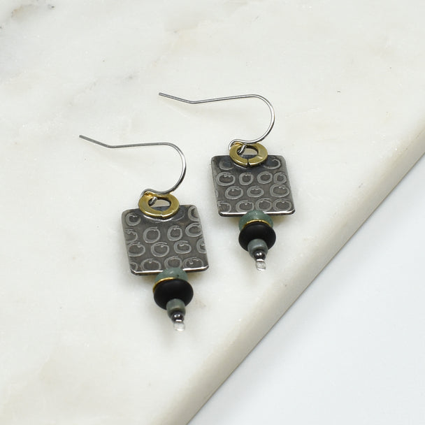 Onyx and Ancient Roman Glass Earrings