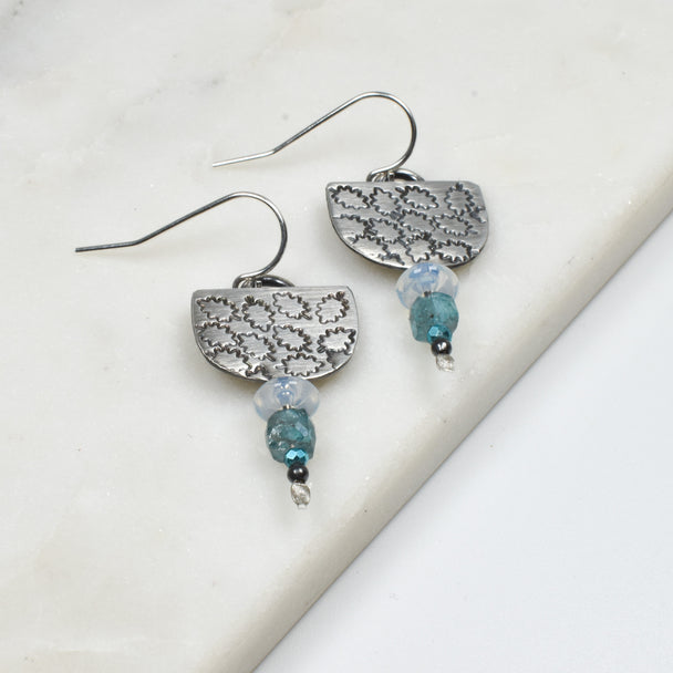 Moonstone and Moss Agate Earrings