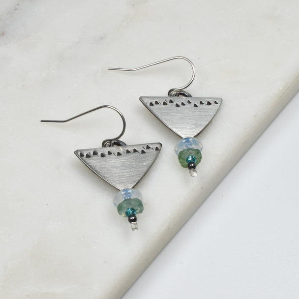 Moonstone and Ancient Roman Glass Earrings