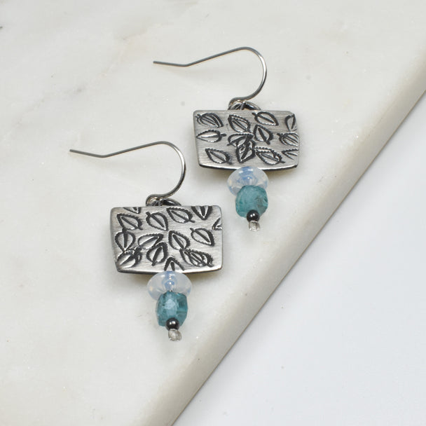 Moonstone and Moss Agate Earrings