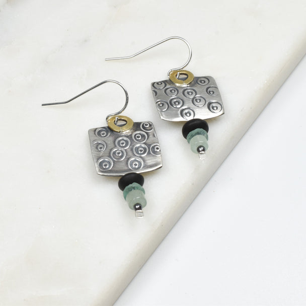 Onyx and Ancient Roman Glass Earrings