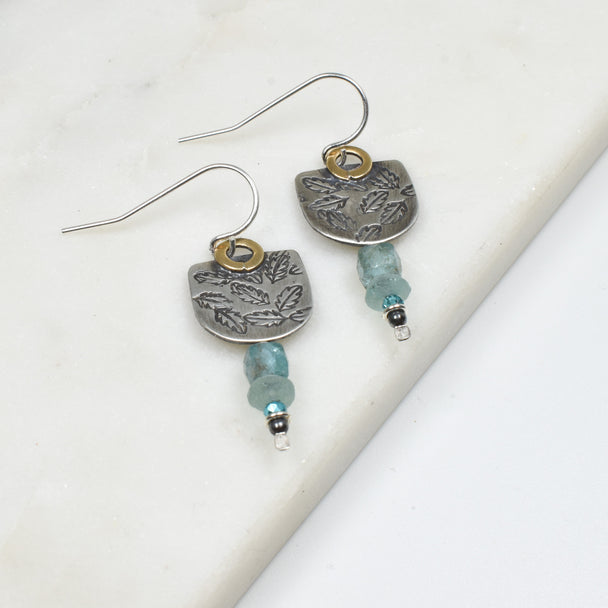 Moss Agate and Crystal Earrings