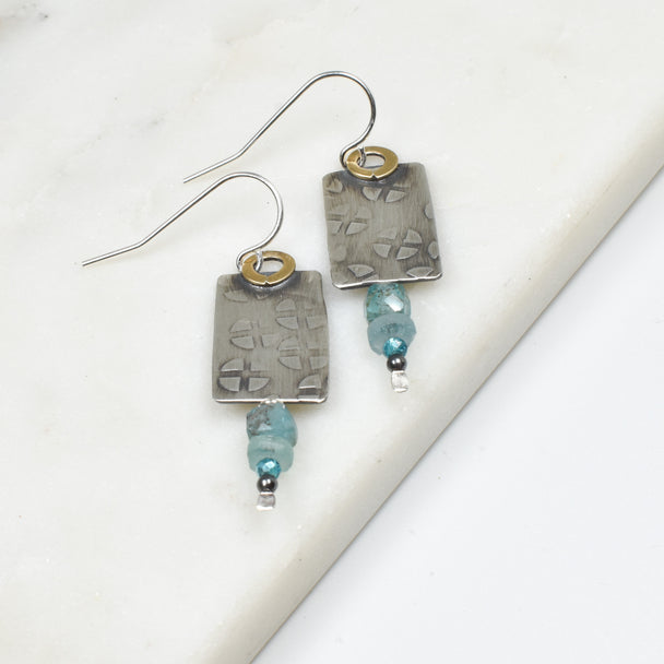 Moss Agate and Crystal Earrings