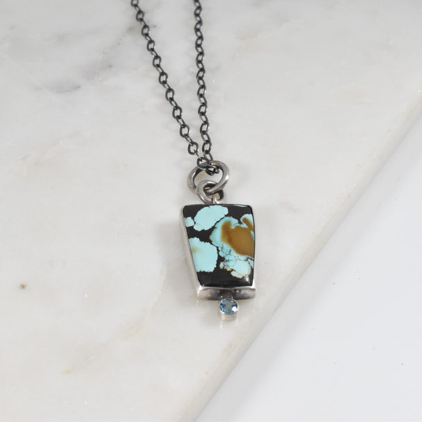Hubei Turquoise and Blue Topaz Necklace