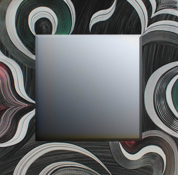Black and White with Color Ribbons Square Mirror