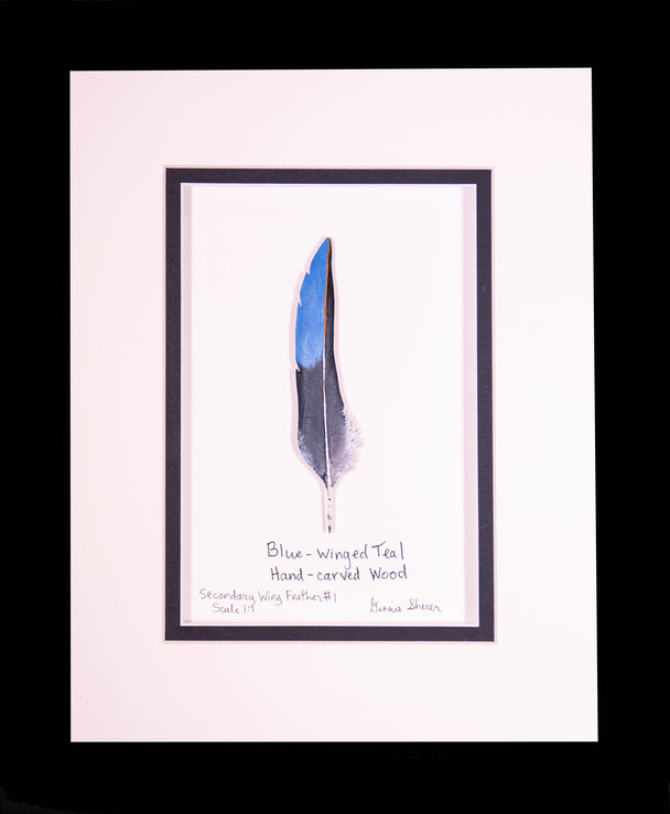 Blue-Winged Teal Secondary Wing Feather Carving