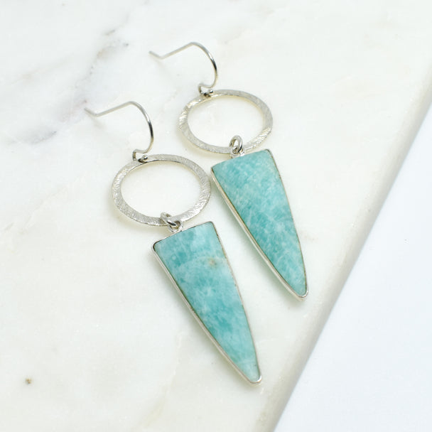 Amazonite Silver Drop Gemstone Earrings