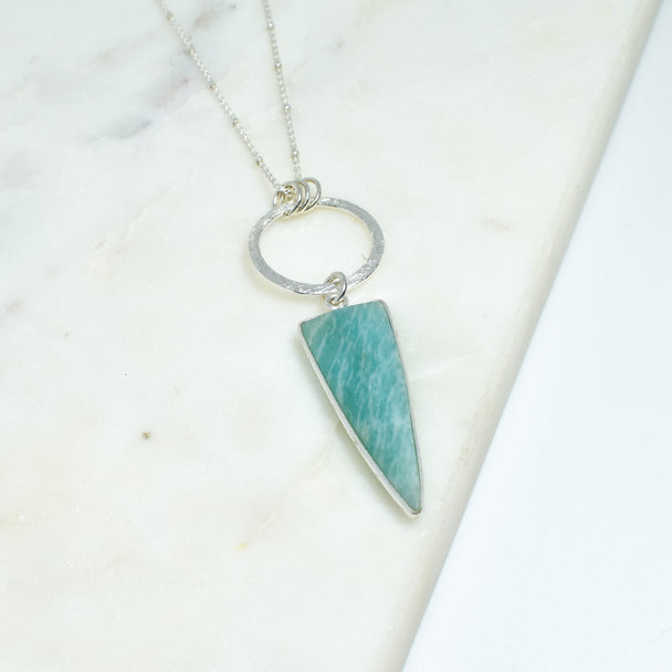 Amazonite Open Circle Dangle Necklace