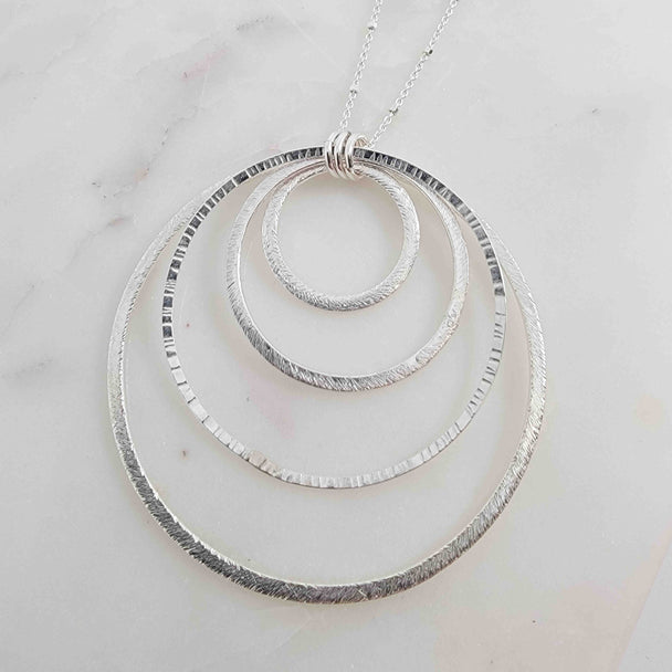 Silver Quad Circle Pendant Necklace