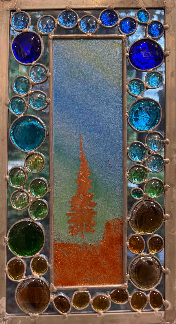 Brazilian Agate Copper Overlay Window Hanging