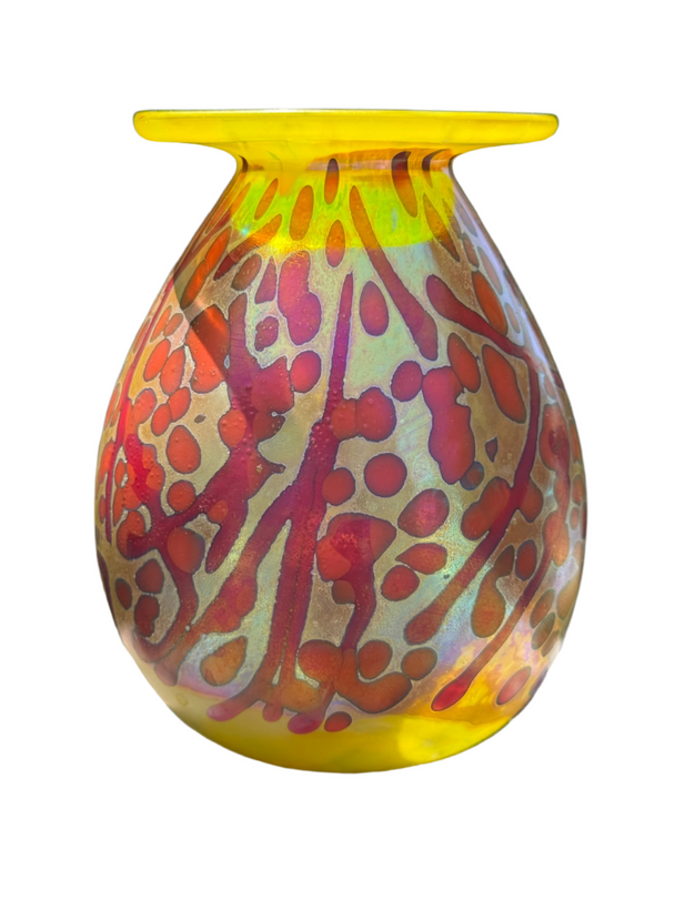 Mini Orange Frit Yellow Vase