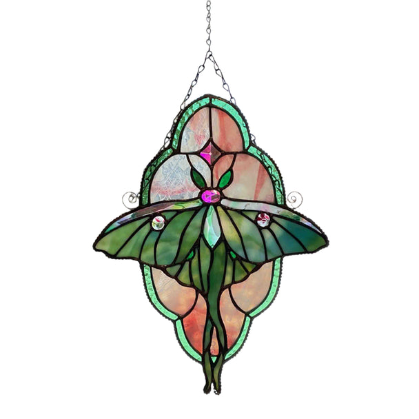 Luna Moth Stained Glass Window