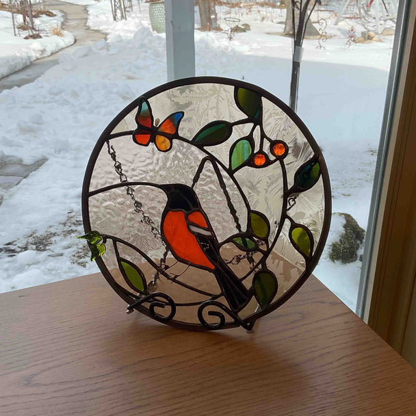 Baltimore Oriole Glass Window