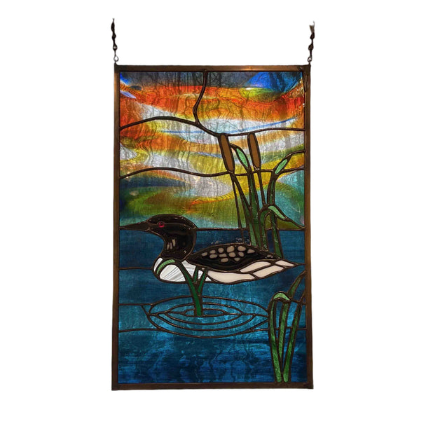 Loon Water Scene Stained Glass Window