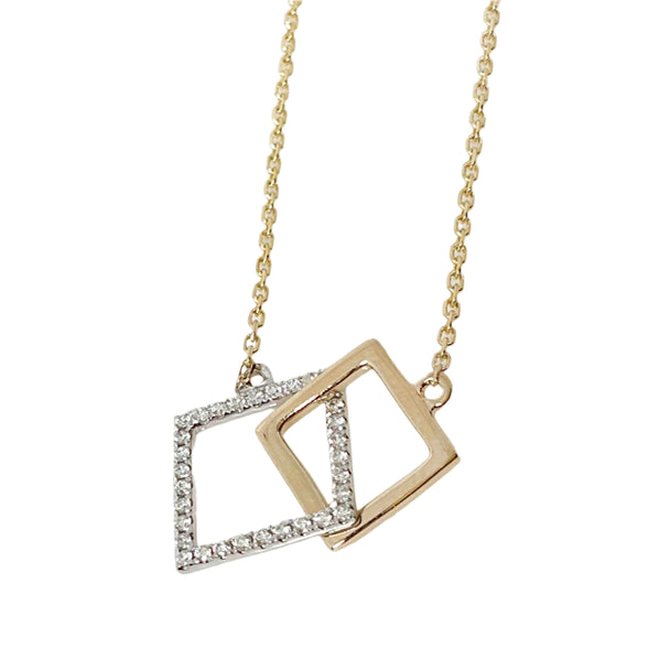 Two-Tone Double Square Stationary Necklace