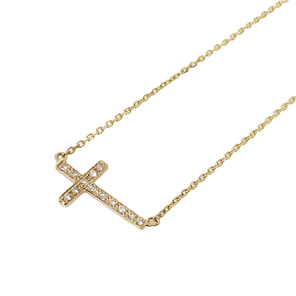 Horizontal Diamond Cross Necklace