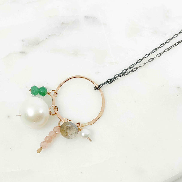 Pearl and Emerald Pendant Necklace