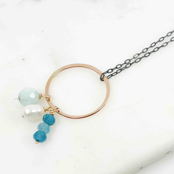 Apatite and Pearl Pendant Necklace