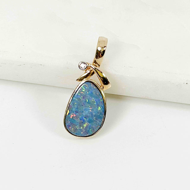 Opal Pendant with Diamond Accent