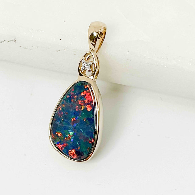 Opal Pendant with Diamond Accent