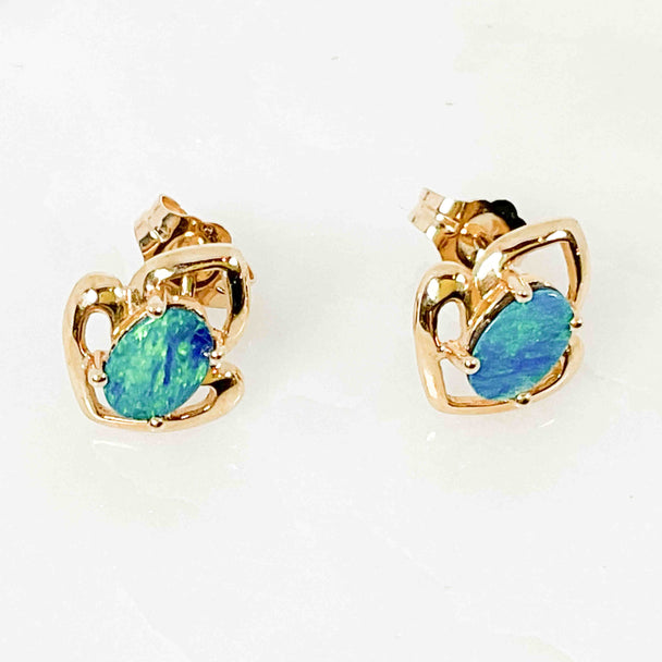 Trefoil Opal Stud Earrings
