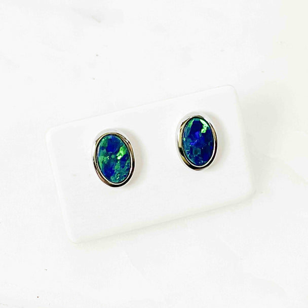 Oval Opal Stud Earrings
