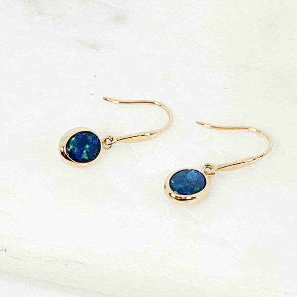 Oval Opal Dangle Earrings