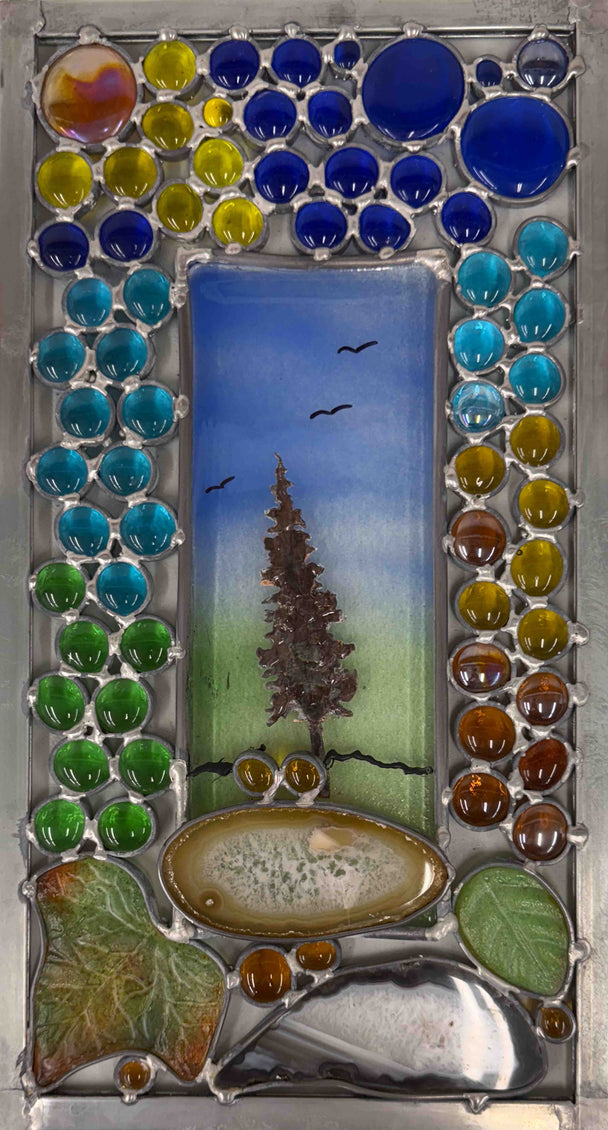 Single Tree Brazilian Agate Copper Overlay Window Hanging II