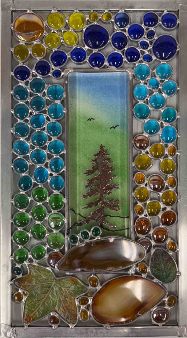 Single Tree Brazilian Agate Copper Overlay Window Hanging III