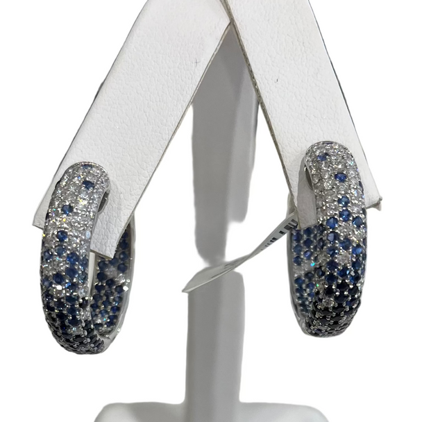 Ombre Diamond and Sapphire Huggies