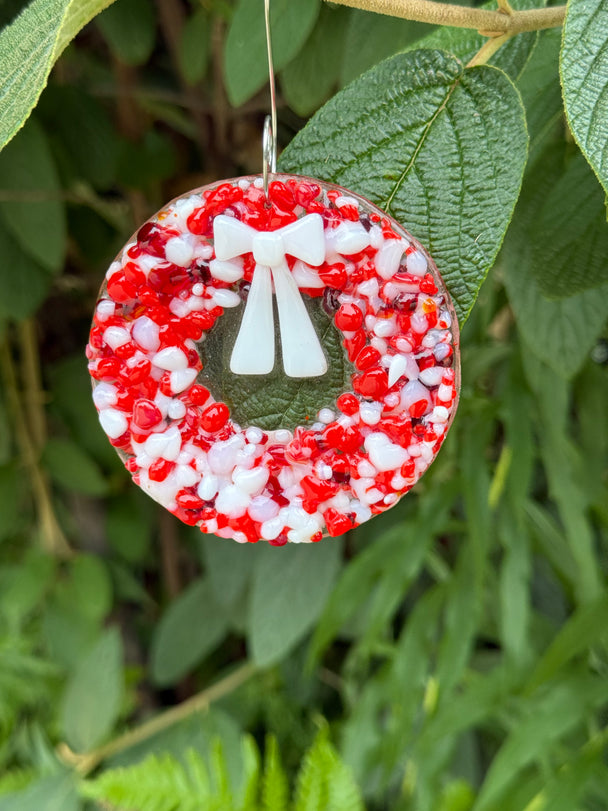 Red and White Wreath Ornament