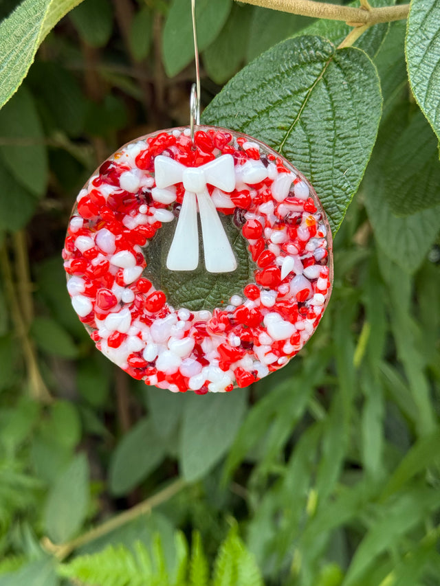 Red and White Wreath Ornament