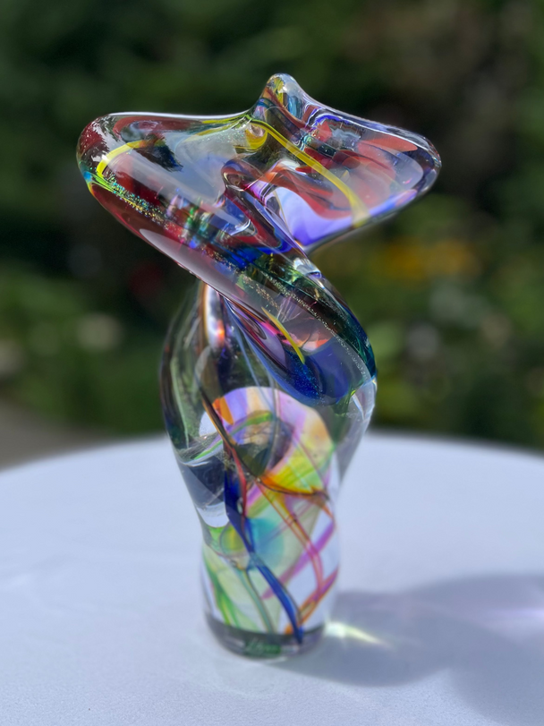 Rainbow Helix Twist Glass Sculpture