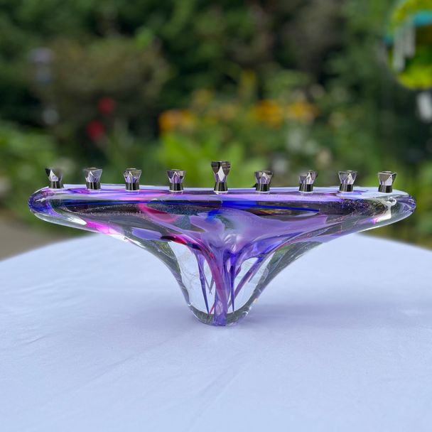 Purple Glass Shin Menorah