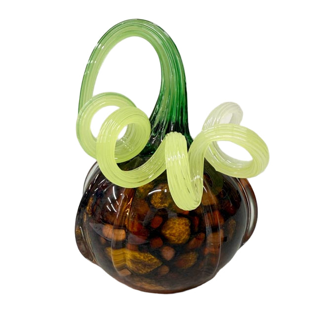 Fall Leaves Glass Pumpkin