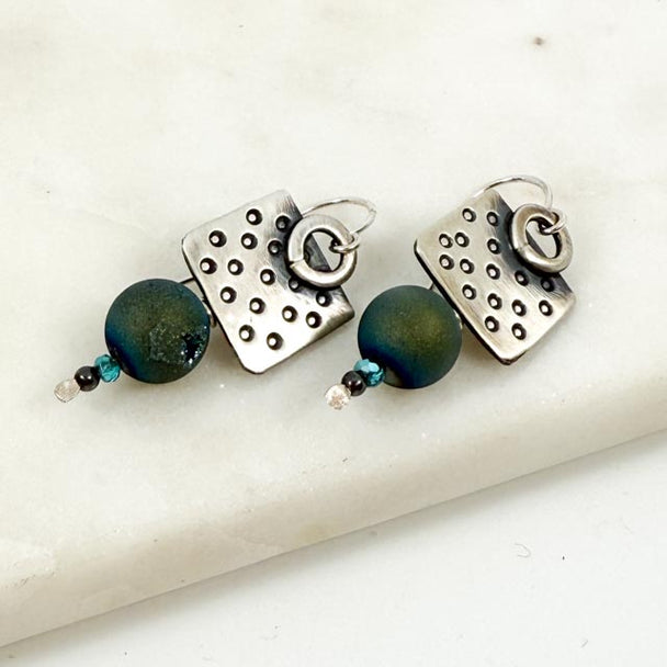 Chased Pyrite Earrings